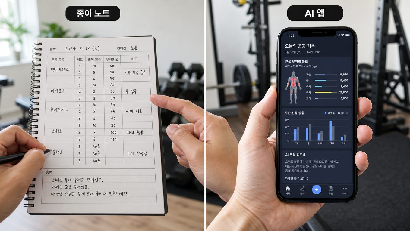 초보자 운동 기록, 종이 노트와 AI 앱 중 어느 쪽을 먼저 써야 하나요